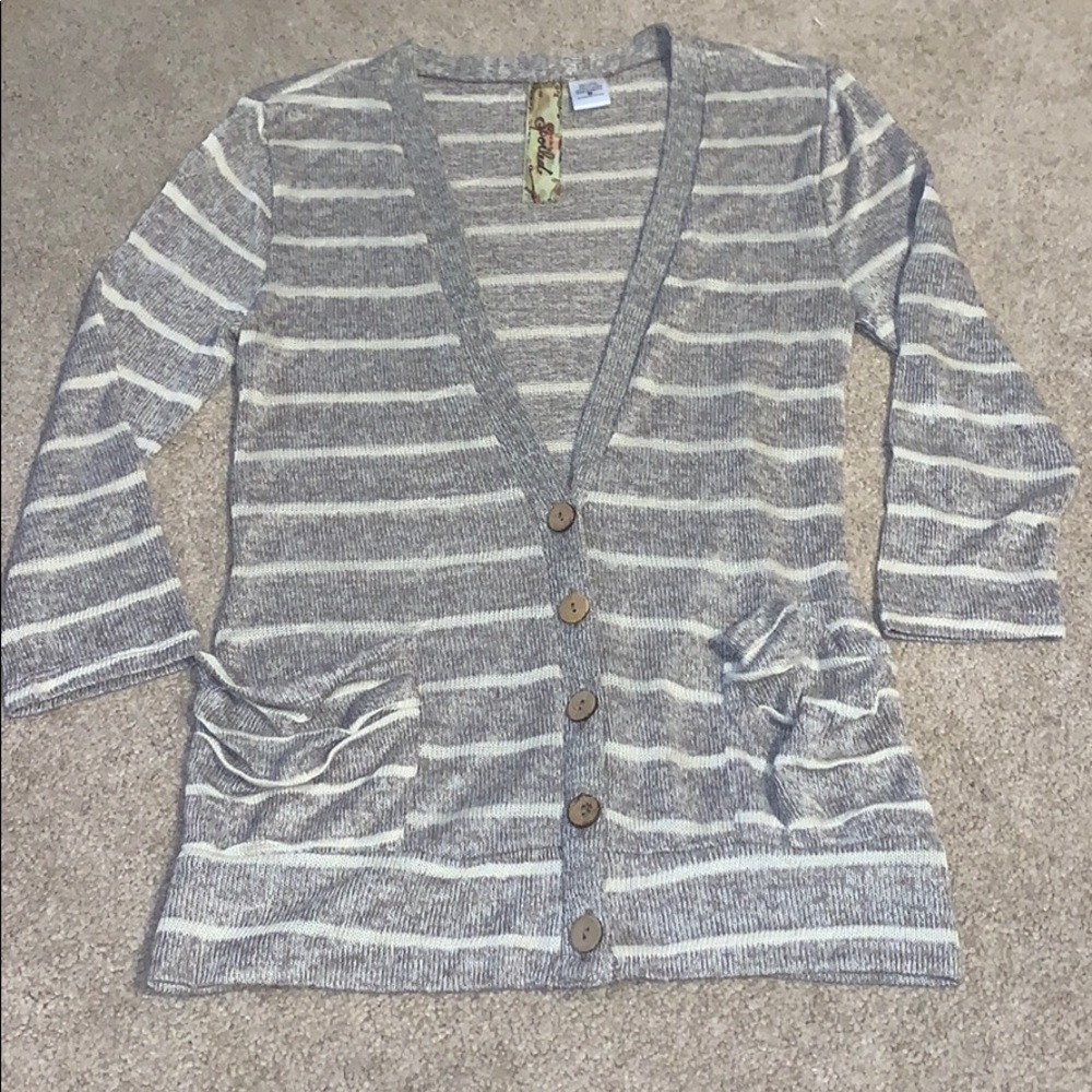 Spoiled brand brown striped button down cardigan medium